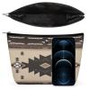 Yandier Southwestern Native American Aztec Navajo Indian Portable Cosmetic Bag Multifunction Storage Pouch PU Makeup Bag, Stationery Organizer with Zipper for Reunion Office view 3