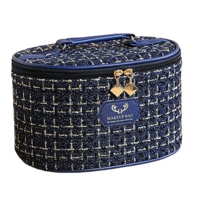 Large Capacity Travel Cosmetic Bag Multifunctional Makeup Kit Organizer with Makeup Brush Holder (NAVY BLUE 2)