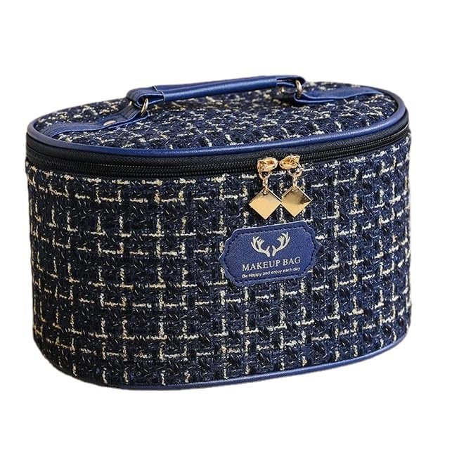 Large Capacity Travel Cosmetic Bag Multifunctional Makeup Kit Organizer with Makeup Brush Holder (NAVY BLUE 2)