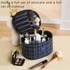 Large Capacity Travel Cosmetic Bag Multifunctional Makeup Kit Organizer with Makeup Brush Holder (NAVY BLUE 2) view 2