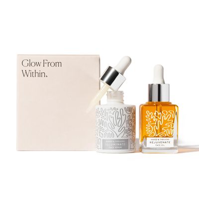 Naked & Thriving Super Glow Duo | Illuminate BC+ Serum (30 mL) + Rejuvenate Restorative Face Oil (35 mL) with Argan Oil, Sea Buckthorn Oil, Bakuchiol and Vitamin C (Set of 2)