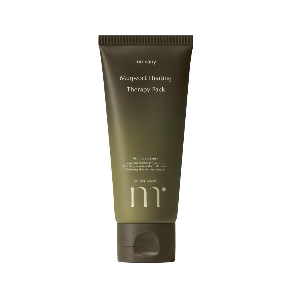 molvany Mugwort Heating Therapy pack I Reduce Puffiness with heat, Clean the pores and control sebum, Calming skin, Wash-off facial mask 100g/3.52 oz