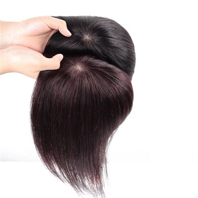 12x12 Machine Made Human Hair Hair Toppers for Thin Hair with Bangs Hair Topper for Women with Thinning Hair Clip on in Topper Hairpiece Straight (Dark Brown,25cm/10inch)