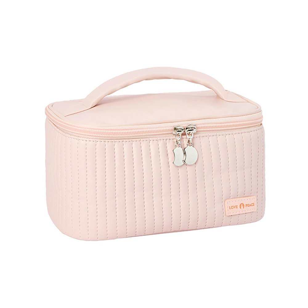 Makeup Bag Organizer with Zipper 8.4*5.4 Inch Pu Leather Waterproof Portable Pouch Open Flat Womens Travel Toiletry Bag Small Cosmetic Bag for Purse for Women Wife Girlfriend Valentines Day Gifts