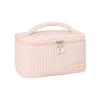 Makeup Bag Organizer with Zipper 8.4*5.4 Inch Pu Leather Waterproof Portable Pouch Open Flat Womens Travel Toiletry Bag Small Cosmetic Bag for Purse for Women Wife Girlfriend Valentines Day Gifts view 1