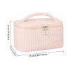 Makeup Bag Organizer with Zipper 8.4*5.4 Inch Pu Leather Waterproof Portable Pouch Open Flat Womens Travel Toiletry Bag Small Cosmetic Bag for Purse for Women Wife Girlfriend Valentines Day Gifts view 2