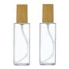 2 PCS 120ml 4oz Clear Glass Leakproof Pump Bottles Cosmetic Travel Container Travel Size Pump Bottles Lotion Dispenser Jar Soap Dispenser with Wood Grain Lid for Essential Oils Cream Lotion Shampoo view 1