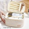 KELINFONG Quilted Makeup Bag with Zipper 8.4 * 5.4 Inch Pu Leather Waterproof Portable Pouch Open Flat Hanging Toiletry Bag for Women Large Cosmetic Bags for Wife Girlfriend Valentines Day Gifts view 4