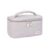 KELINFONG Quilted Makeup Bag with Zipper 8.4 * 5.4 Inch Pu Leather Waterproof Portable Pouch Open Flat Hanging Toiletry Bag for Women Large Cosmetic Bags for Wife Girlfriend Valentines Day Gifts view 1