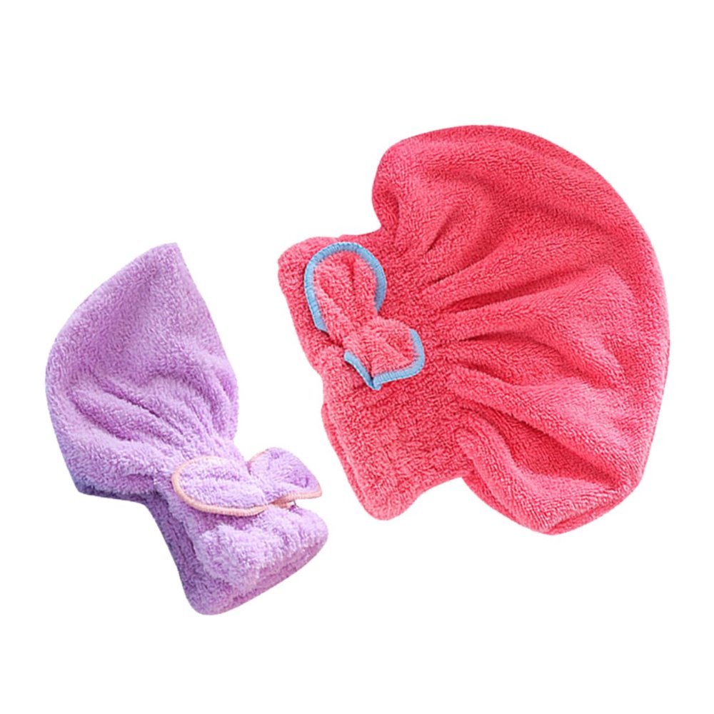 Angoily 2pcs Microfiber Hair Drying Towel Wraps for Women Fast Drying Hair Caps Gentle and Absorbent for Bathing and Family Trips Cute Bowknot Design Watermelon