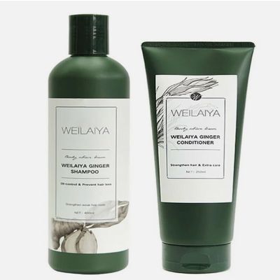Ginger Shampoo 400 ml Conditioner 250ml for Oily Hair Weilaiya Free Mini Set
