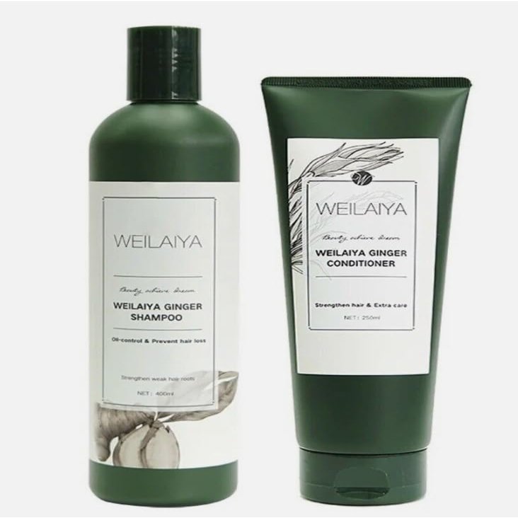 Ginger Shampoo 400 ml Conditioner 250ml for Oily Hair Weilaiya Free Mini Set