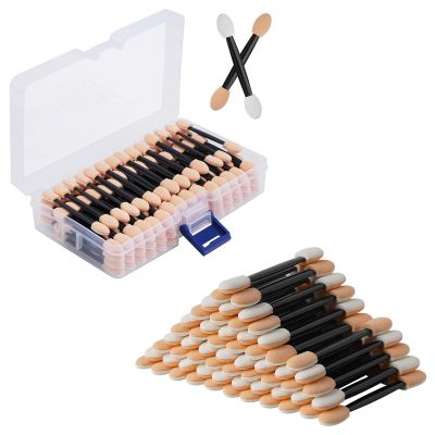 Cuttte Eyeshadow Applicators Makeup Brushes - 180PCS Disposable Eyeshadow Brush, Dual Sides Eye Shadow Applicator Sticks, 2.44 Inch Eye Makeup Tools, Black