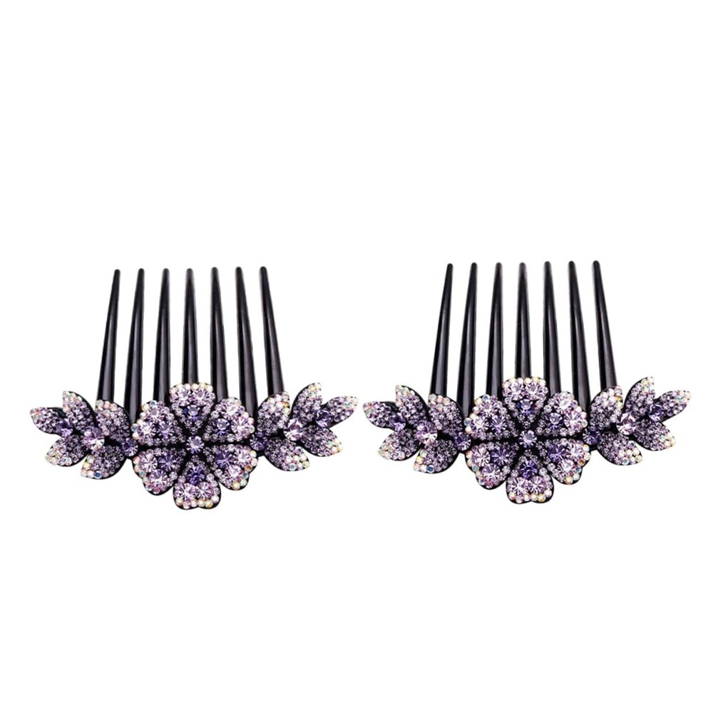 DOITOOL 2pcs Rhinestone Flower Hair Combs for Women Headpiece Hair Accessories Elegant Floral Design for Weddings Proms Parties and Special Occasions