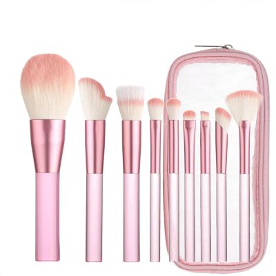 TOWINE Makeup Brush Set 9PCS Makeup Brush Set with Brush Bag Loose Powder Brush Set Concealer Eyeshadow Foundation Brush Beauty Tools for Ladies and Girls (Color : B, Size : O)
