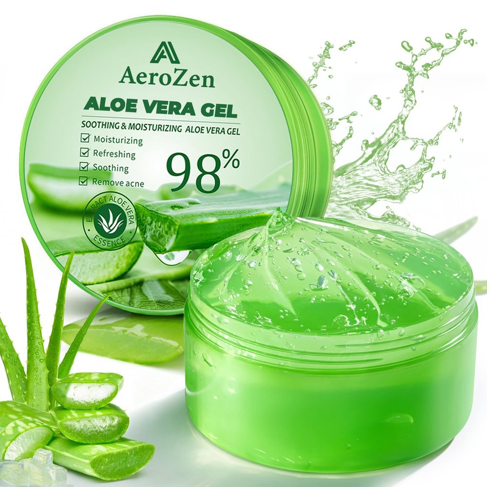 Organic Aloe Vera Gel for Face & Body Made within 12 Hours of Harvest, 98% Pure Aloe Vera Gel for Skin,Scalp,& Hair, Soothing Aloe Face Moisturizer,Multipurpose Skin Care10oz