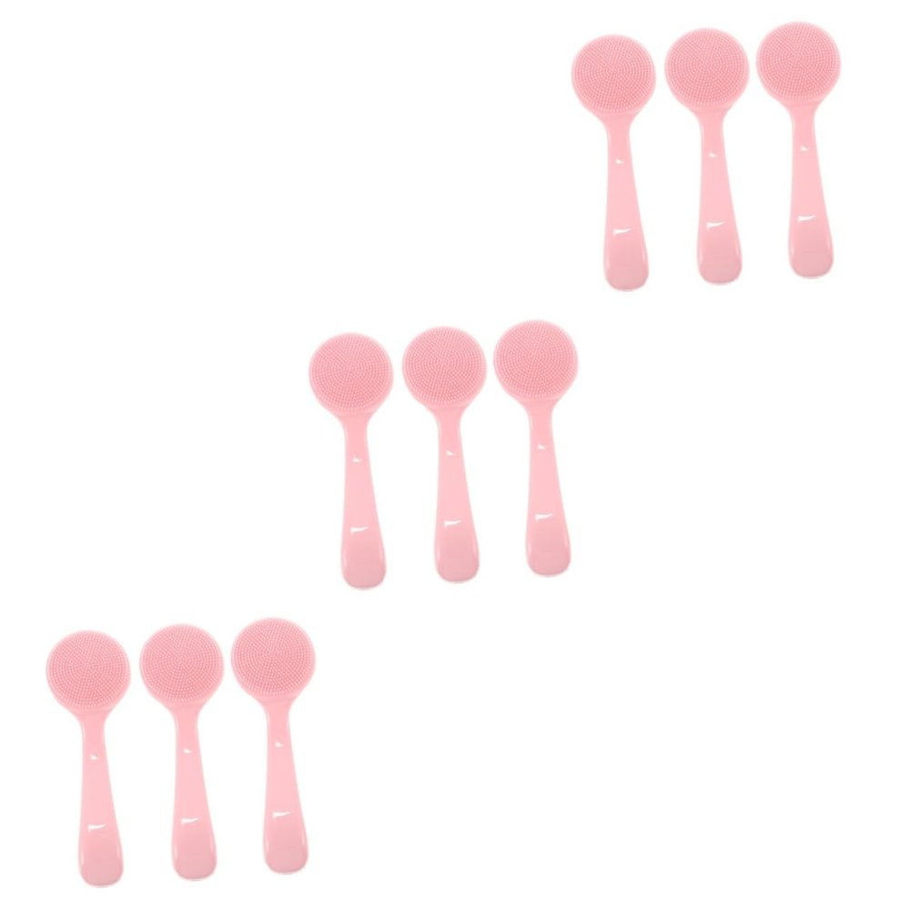 balacoo 3sets Facial Brush Handheld Silicone Face Brush Skincare Tools for Face Gentle Scrubber for Women Long Handle Facial 3pcs*3