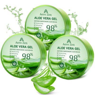 3-Pack Pure Aloe Vera Gel for Face & Body, 98% Pure Aloe Vera Gel for Skin, Scalp, & Hair, Soothing Aloe Face Moisturizer, Multipurpose Skin Care30oz
