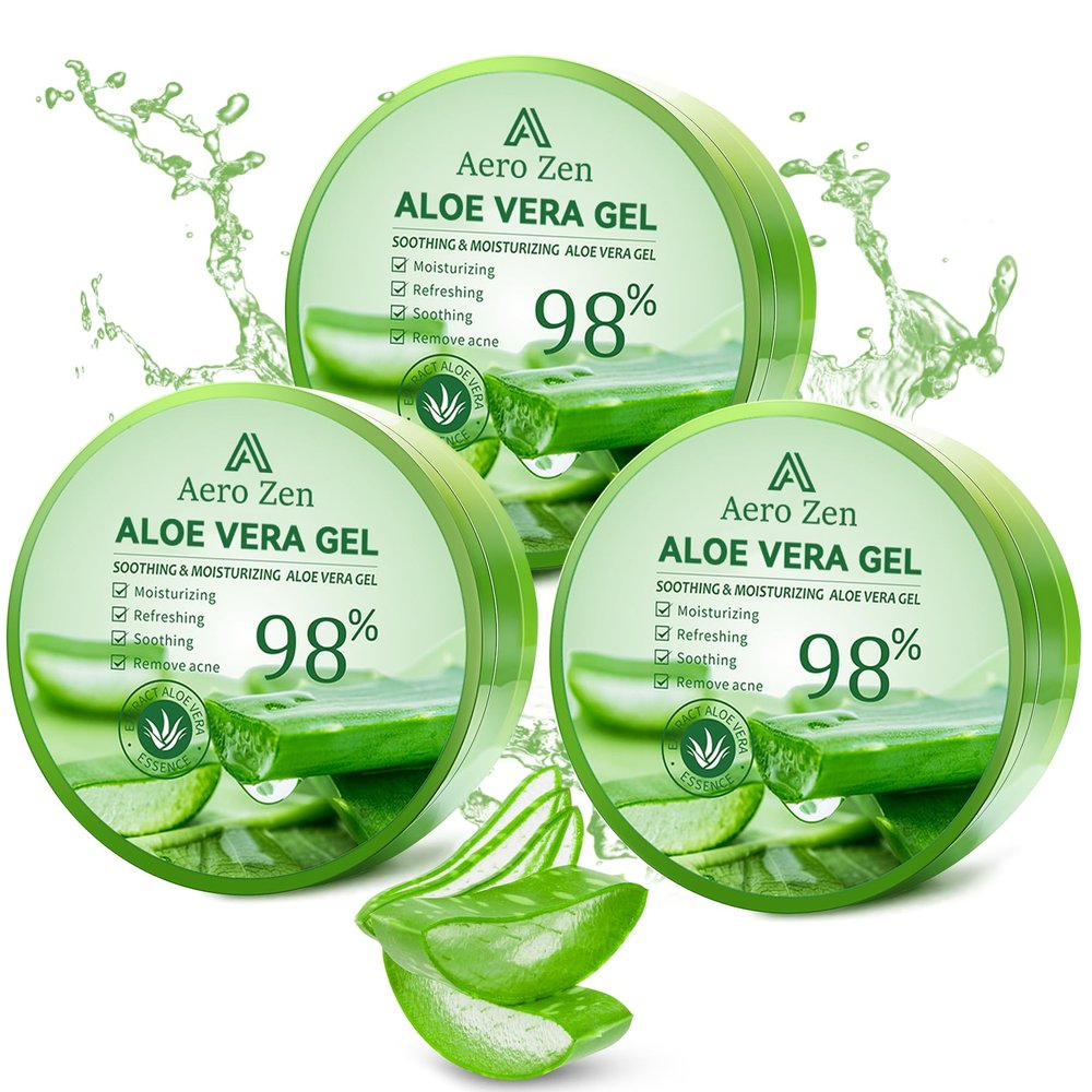 3-Pack Pure Aloe Vera Gel for Face & Body, 98% Pure Aloe Vera Gel for Skin, Scalp, & Hair, Soothing Aloe Face Moisturizer, Multipurpose Skin Care30oz