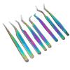 8 Pcs Eyelash Extension Tweezers Set Stainless Steel High Hardness Ergonomic Design Eyelash Tweezers view 1
