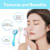 2 Pcs Face Brushes for Cleansing Set Small Manual Exfoliating Brushes for Cleaning Face Spa & Makeup Removal Charcoal Infused Scrubbing Brushes Ideal for Exfoliation & Skincare Blue Clear view 2