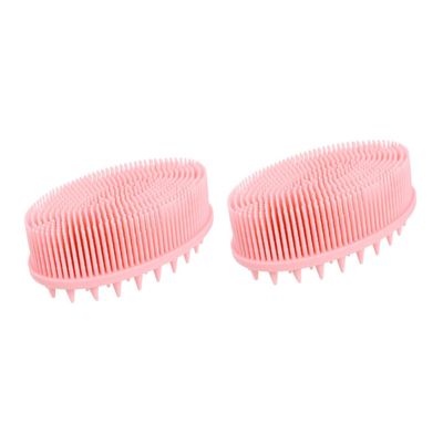 balacoo 2pcs Double-Sided Silicone Body Scrubber Gentle Massaging Shower Brush for Deep Cleansing Ergonomic Design for Adults and Pink