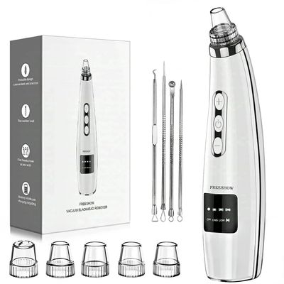Blackhead Remover Pore Vacuum Upgraded Facial Pore Cleaner Electric Comedone Whitehead Extractor Tool-5 Suction Power,5 Probes,USB Rechargeable Blackhead Vacuum Kit for Women & Men