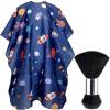 FEBSNOW Kids Hair Cutting Cape,Professional Kids Barber Cape and Neck Duster Brush Cartoon Hairdresser Apron with Adjustable Closure for Children Salon Barber Supplies for Kids & Adults 55x39 Inches view 1