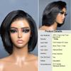 Yaki Straight Bob Wig With Swept Bangs New Trend Younger Kinky Edges 13X4 HD Lace Frontal Wig Yaki Human Hair Wig For Women Glueless Wig Natural Hairline Wig 150% Density 12Inch view 4