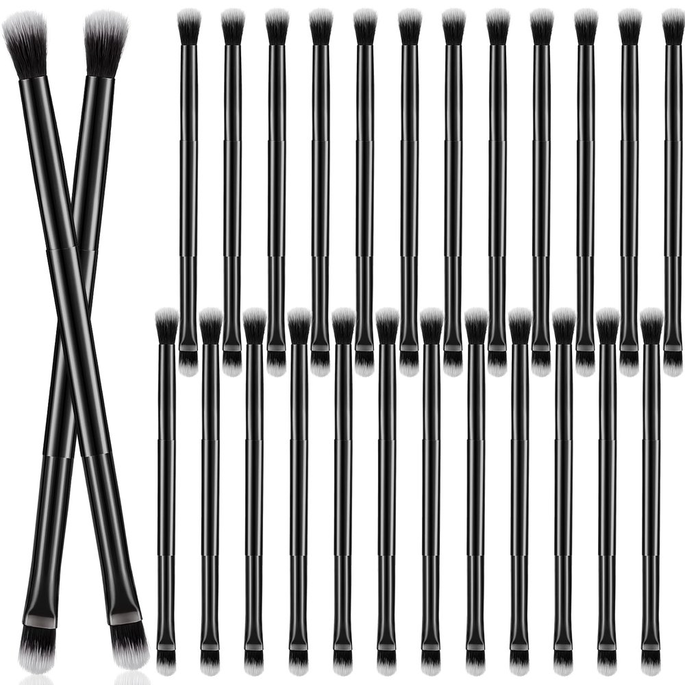 24 Pcs Eyeshadow Smudge Brush 2 in 1 Eyeshadow Double Ended Concealer Brush Under Eye Small Soft Firm Pointed Foundation Makeup Applicator for Blending Eye Shadow Liner(Black)