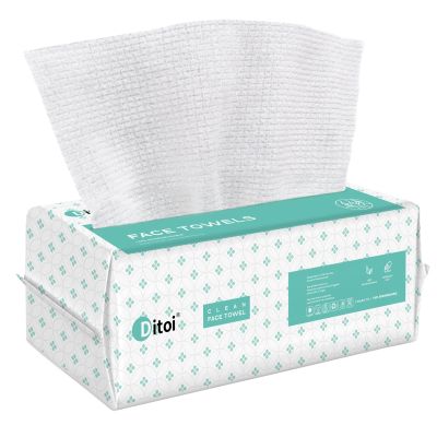Ditoi Disposable Face Towels,Ultra Soft &Thick Face Dry Wipes for Makeup Removal,Viscose Fiber Facial Coths for Women Daily Cleansing, Skincare,60 Count