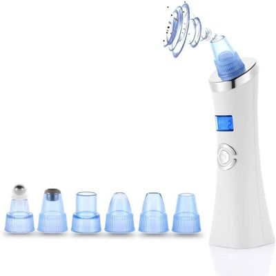 KouRy Blackhead Vacuum Pore Cleaner - Mode Blackhead Vacuum Remover -Electric Blackhead Acne Extractor Tool with 6 Suction Heads,5 Levels and USB Charging Stand - All Skin Avaliable (White)