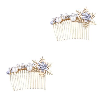 2pcs Headpiece Snow Pearl Hair Comb Combs for Women Head Piece for Wedding Bride Pearl Hair Barrettes Combs Bridal Hair Comb Barrettes Pearl Decor Wedding Headdress Veil Miss