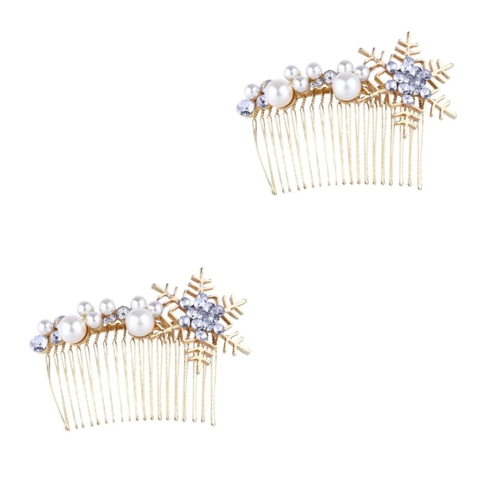 2pcs Headpiece Snow Pearl Hair Comb Combs for Women Head Piece for Wedding Bride Pearl Hair Barrettes Combs Bridal Hair Comb Barrettes Pearl Decor Wedding Headdress Veil Miss