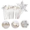 2pcs Headpiece Snow Pearl Hair Comb Combs for Women Head Piece for Wedding Bride Pearl Hair Barrettes Combs Bridal Hair Comb Barrettes Pearl Decor Wedding Headdress Veil Miss view 3