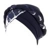 African Women Turban Cap Printed Head Wraps Ethnic Boho Pre Tied Headscarf Twisted Braid Beanie Cap (Navy, One Size) view 1