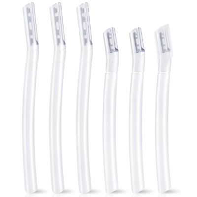 6 PCS Transparent Eyebrow Razor Set, Face Razor for Women and Men, Multipurpose Dermaplaning Tool, Eyebrow Hair Trimmer, Face Shaver with Protective Cover, 3 Pcs Long Handles and 3 Pcs Short Handles