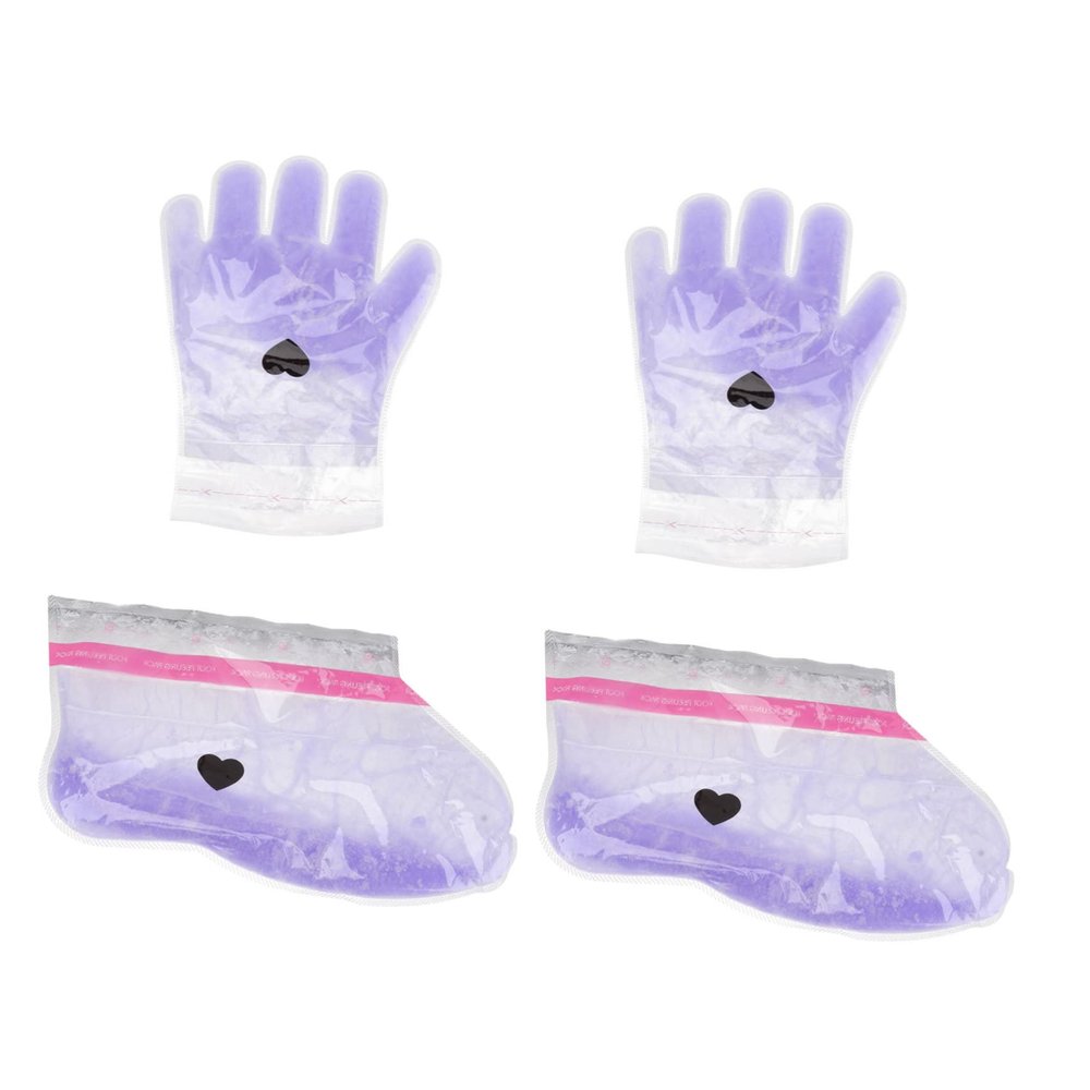 2 Pairs wax gloves paraffin wax bath kit paraffin wax warmer paraffin wax bath mitts paraffin spa wax refills paraffin bath gloves foot protector care purple Work pe bag