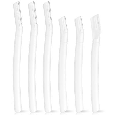 6 PCS White Eyebrow Razor Set, Face Razor for Women and Men, Multipurpose Dermaplaning Tool, Eyebrow Hair Trimmer, Face Shaver with Protective Cover, 3 Pcs Long Handles and 3 Pcs Short Handles