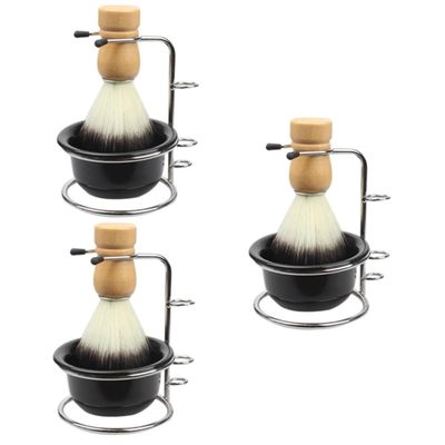 SaditY 3 Sets Shaving Foam Bowl Men Suit Mens Grooming Kit Men's Shaving Cream Shave Cup with Stand Beard Shaving Stand Holder Barber Shaving Set Shaving Accessories Portable Shaving Cup, Blackx3pcs