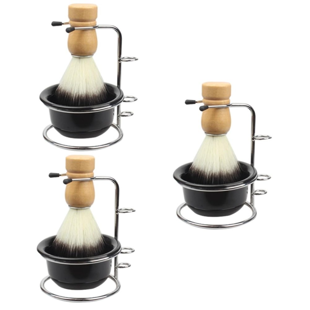 SaditY 3 Sets Shaving Foam Bowl Men Suit Mens Grooming Kit Men's Shaving Cream Shave Cup with Stand Beard Shaving Stand Holder Barber Shaving Set Shaving Accessories Portable Shaving Cup, Blackx3pcs