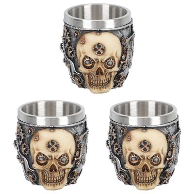 SaditY Vessel Tools 3pcs Stainless Facial Wet Bowl Cup Foaming Mens Tool Cream Shaving Skull for Steel Pattern Soap Cleansing Shave Men Beard Mug Container Lather Mens Shaving