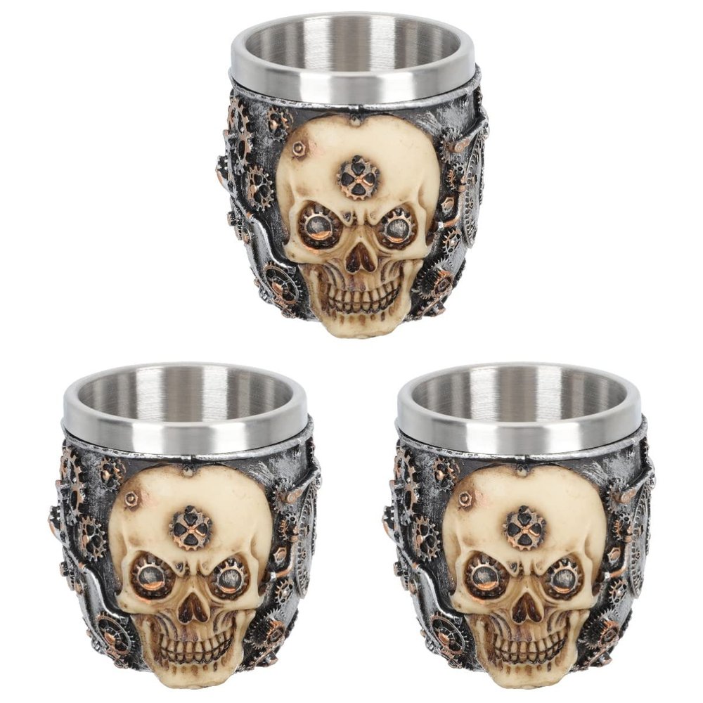 SaditY Vessel Tools 3pcs Stainless Facial Wet Bowl Cup Foaming Mens Tool Cream Shaving Skull for Steel Pattern Soap Cleansing Shave Men Beard Mug Container Lather Mens Shaving