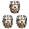 SaditY Vessel Tools 3pcs Stainless Facial Wet Bowl Cup Foaming Mens Tool Cream Shaving Skull for Steel Pattern Soap Cleansing Shave Men Beard Mug Container Lather Mens Shaving view 1
