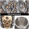SaditY Vessel Tools 3pcs Stainless Facial Wet Bowl Cup Foaming Mens Tool Cream Shaving Skull for Steel Pattern Soap Cleansing Shave Men Beard Mug Container Lather Mens Shaving view 2