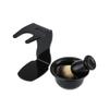 balacoo Plastic Shaving Brush Set with Durable Rack and Bowl Lightweight Beard Brush Tool for Home Use Practical Material for Easy Cleaning and Storage Black view 1