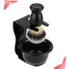 balacoo Plastic Shaving Brush Set with Durable Rack and Bowl Lightweight Beard Brush Tool for Home Use Practical Material for Easy Cleaning and Storage Black view 2