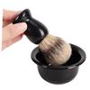 balacoo Plastic Shaving Brush Set with Durable Rack and Bowl Lightweight Beard Brush Tool for Home Use Practical Material for Easy Cleaning and Storage Black view 3
