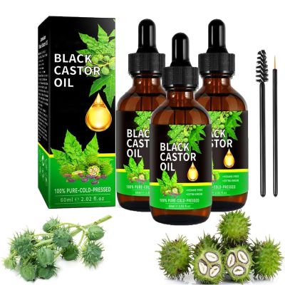 Aceite de Ricino 100% Orgnico, Aceite de Castor para Cabello, Pestaas, Cejas y Crecimiento del Vello - Mujeres y Hombres, 60ml/2.0 Fl Oz (3 Botellas)
