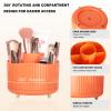 Anyoifax 360 Rotating Makeup Brush Holder Organizer, Make up Brushes Cup for Vanity, 5 Slot Spinning Makeup Organizers for Cosmetics, Lipstick, Pen, Orange view 4